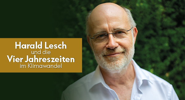 Veranstaltungsplakat für "Harald Lesch und die Vier Jahreszeiten im Klimawandel"