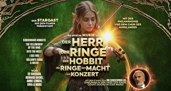 Veranstaltungsplakat für Der Herr der Ringe Konzert.